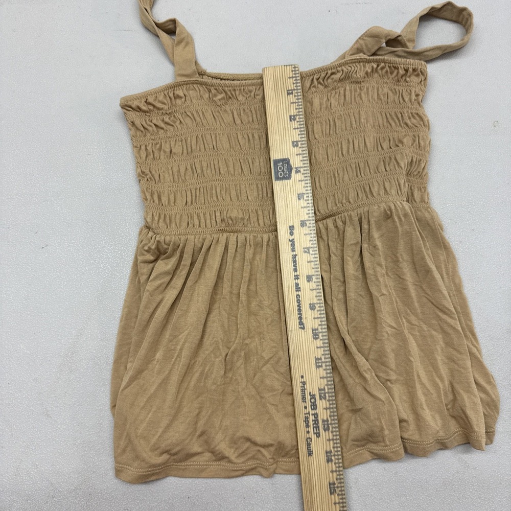 American Eagle Smocked Babydoll Tank Womens XS Tan Boho Coastal Cowgirl Top - Picture 8 of 8